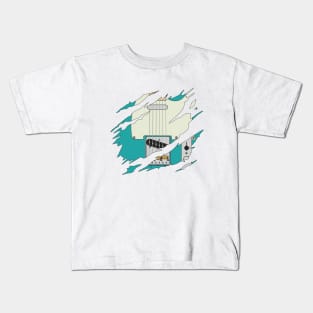 Ripped Electric Guitar T-Style Teal Color Kids T-Shirt